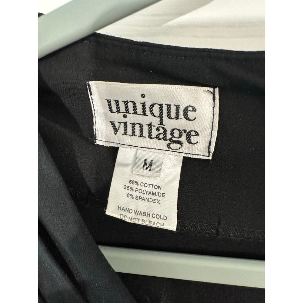 Unique Vintage Black Delores Swing Dress with Sleeves Fit Flare  - Sz Medium - Picture 4 of 7